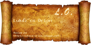 Lukács Orion névjegykártya